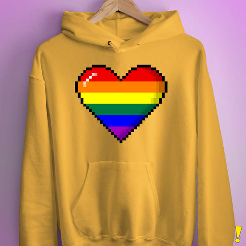 LGBTQ Pride8-Bit Pixel Heart Hoodie - Mustard